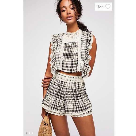 Free People Pants - Free People The Tessa Shorts Set Black Combo